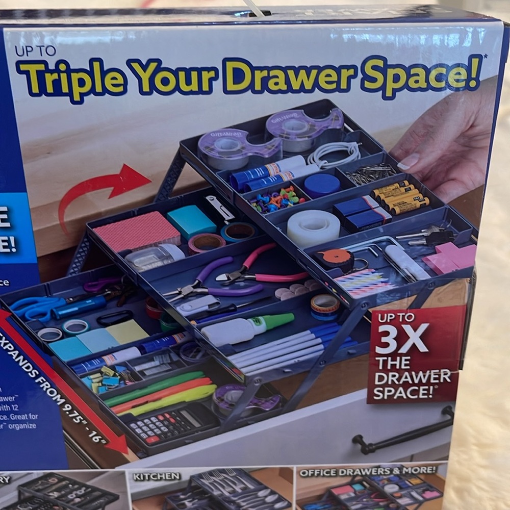 New with tags, smart drawer, triple your drawer, space store and organize